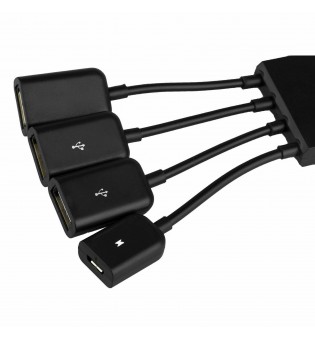 Micro USB to 3 Female Type A Split Cable Android Smart Cell Phone Charge Port