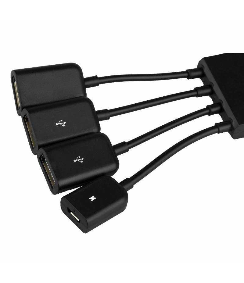 Micro USB to 3 Female Type A Split Cable Android Smart Cell Phone Charge Port