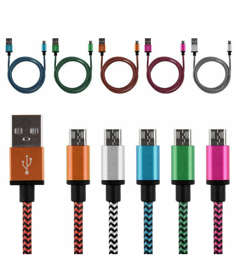 3/6/10ft Aluminum Braided Micro USB Data Sync Phone Charger Cable For Android