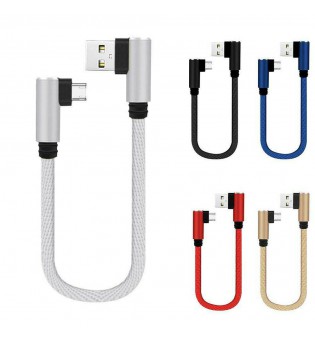 10" Short Charging Cable Elbow 90 Degree USB-C Type-C Phone Micro USB Cable
