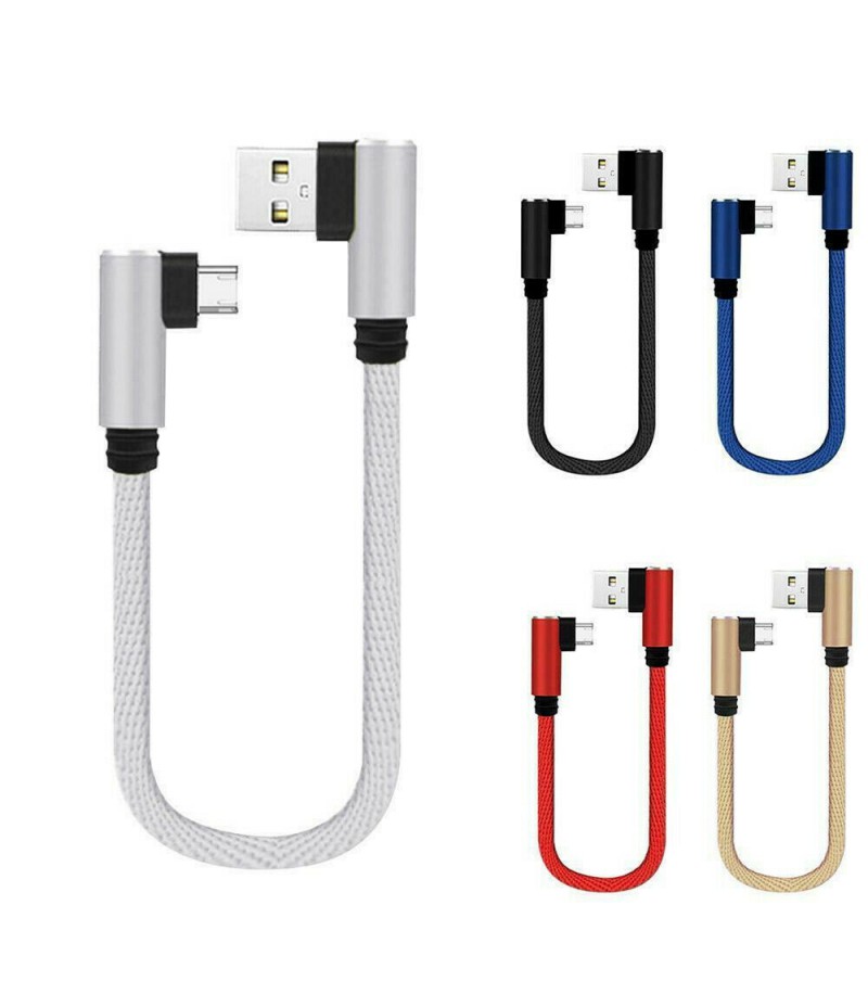 10" Short Charging Cable Elbow 90 Degree USB-C Type-C Phone Micro USB Cable