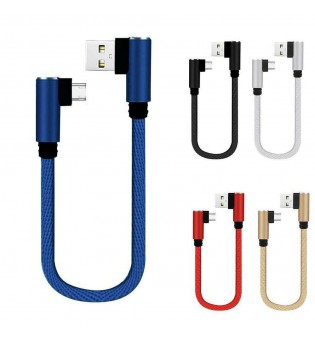 10" Short Charging Cable Elbow 90 Degree USB-C Type-C Phone Micro USB Cable