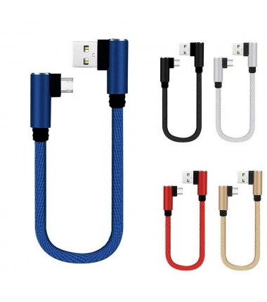 10" Short Charging Cable Elbow 90 Degree USB-C Type-C Phone Micro USB Cable