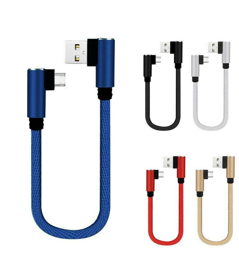 10" Short Charging Cable Elbow 90 Degree USB-C Type-C Phone Micro USB Cable