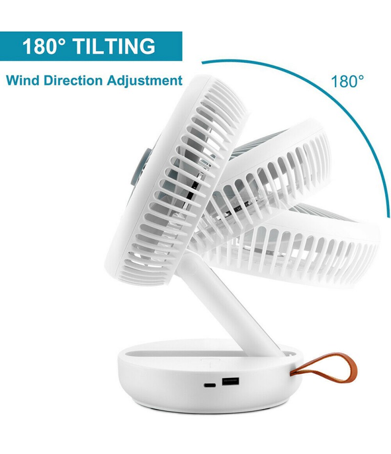 USB Rechargeable Foldable Portable Fan Air Cooler Cooling Mini Desk Floor Fan