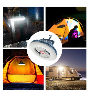 Portable Camping Fan with LED Lantern Rechargeable Battery Operated Camping Fan