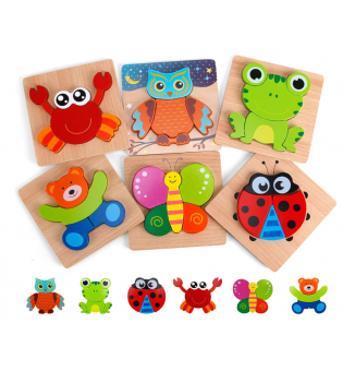 Educational Learning Toys Baby Kids Boy Girl Gift Wooden Jigsaw Puzzle 6 Count
