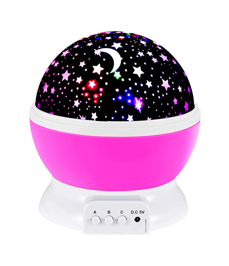 Kids Night Light Toys For 2-8 Year Old Girls 360 Degree Rotation Changing Pink