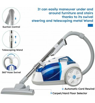 Bagless Canister Vacuum Portable Cyclonic Vacuum Cleaner with Washable Filter Bagless Canister Vacuum Portable Cyclonic Vacuum Cleaner with Washable Filter